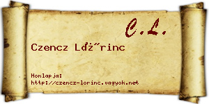 Czencz Lőrinc névjegykártya